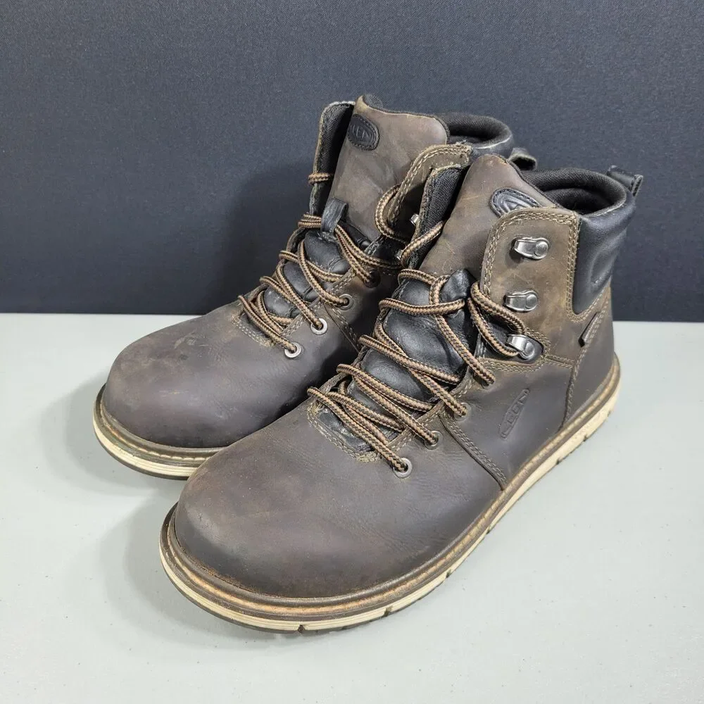 Keen Akron Utility Work Boots Mens Size 9 Waterproof Leather Slip Resistant